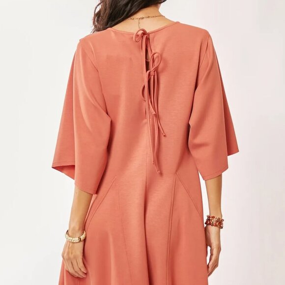 Davi & Dani Solid Draped Sleeve Ties Back Skort Romper - Picture 4 of 5